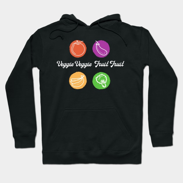 Veggie Veggie Fruit Fruit Tee - White Text Hoodie by BewitchedandBubbly